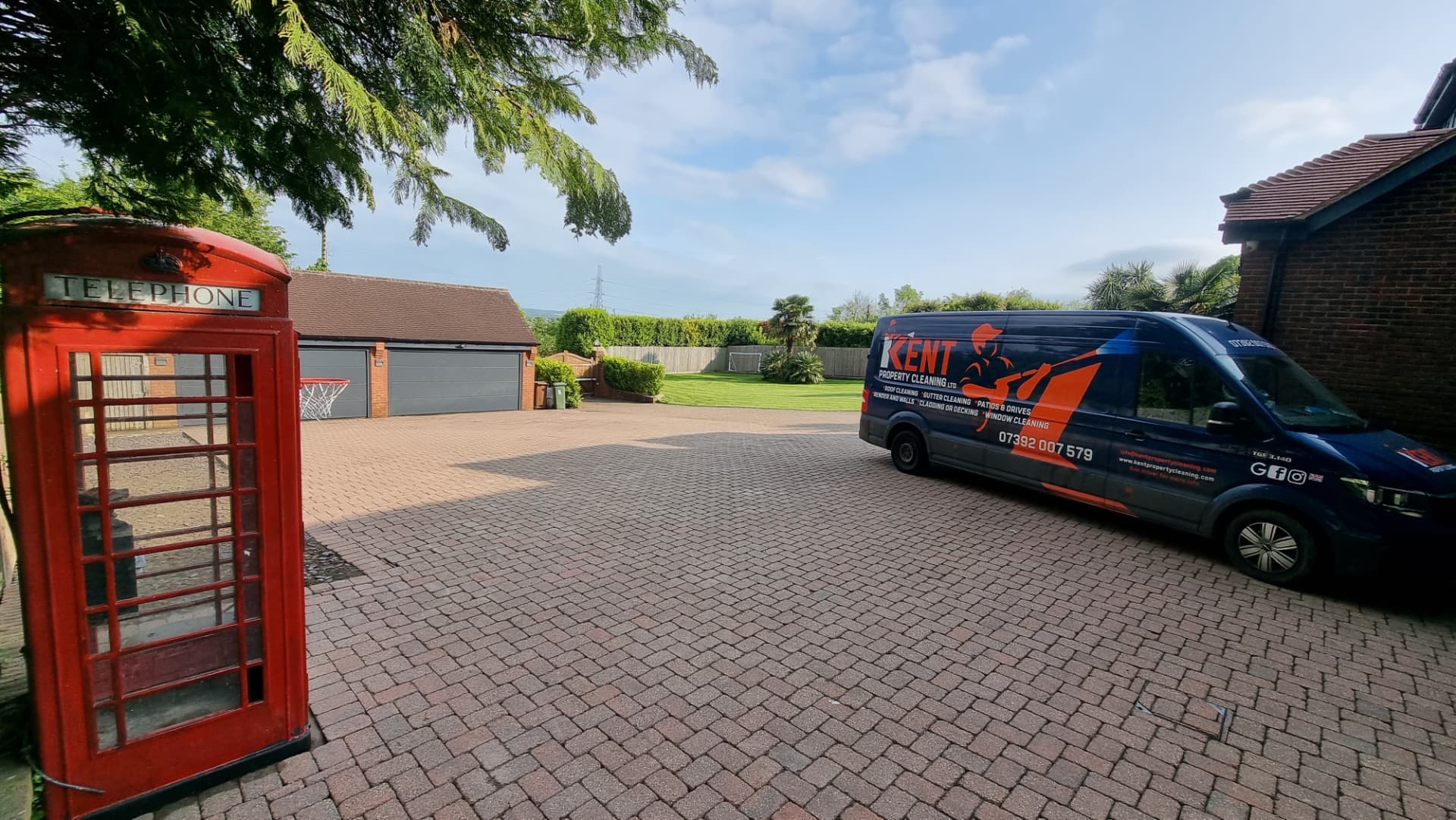 Kent Property Cleaning van parked on a cleaned block paved driveway in Kent